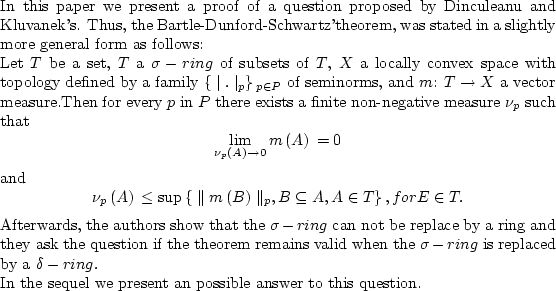 \begin{theorem}
In this paper we present a proof of a question proposed by Dincu...
...In the sequel we present an possible answer to this question.
\par
\end{theorem}