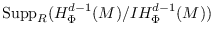 ${\rm Supp}_R(H^{d-1}_\Phi (M)/IH^{d-1}_\Phi (M))$